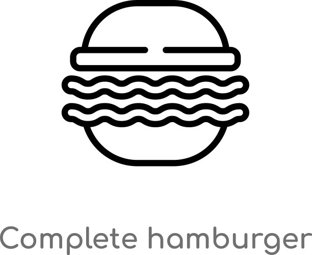 轮廓完整的汉堡图标孤立黑色图片下载