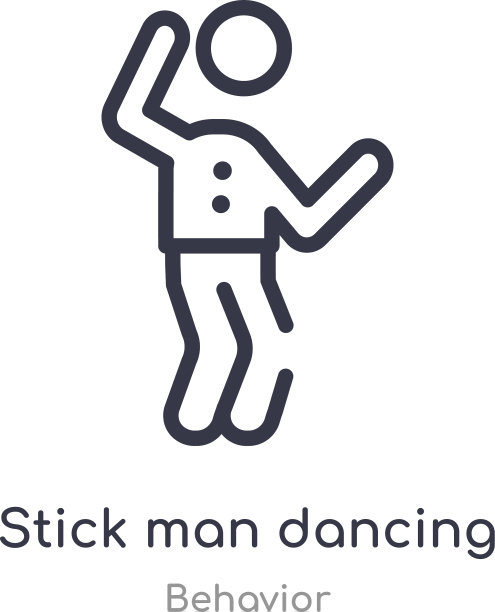 棍人跳舞轮廓图标孤立线图片下载