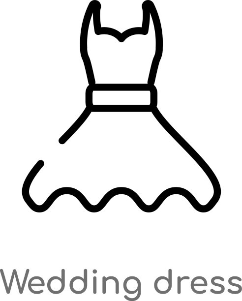 轮廓婚纱图标孤立黑色简单图片下载