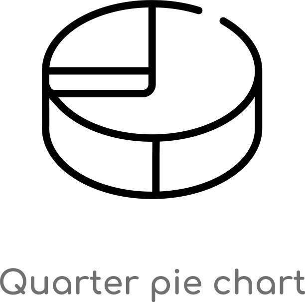 轮廓四分之一饼图图标黑色隔离图片下载
