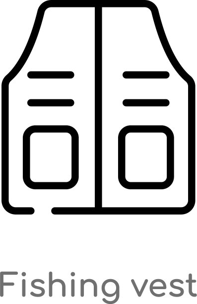 黑色简约风钓鱼背心轮廓图标图片下载