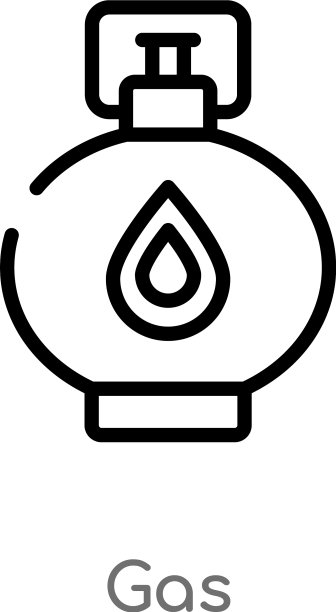 黑色简约线条燃气图标图片下载