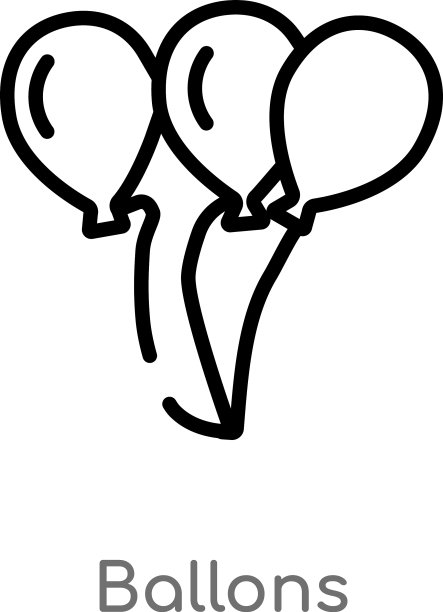 轮廓气球图标孤立黑色简单线图片下载