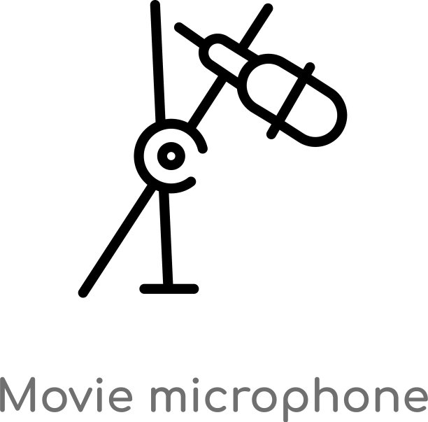 轮廓电影麦克风图标孤立黑色图片下载