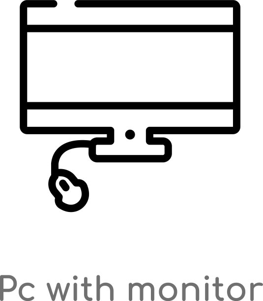 带显示器图标的PC轮廓图（黑色背景）图片下载