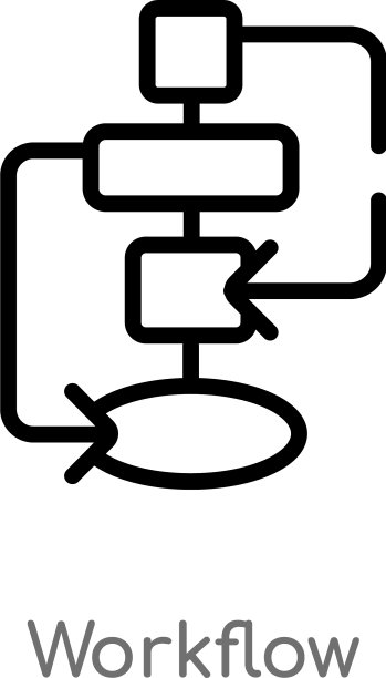黑色简约线条工作流程轮廓图标图片下载