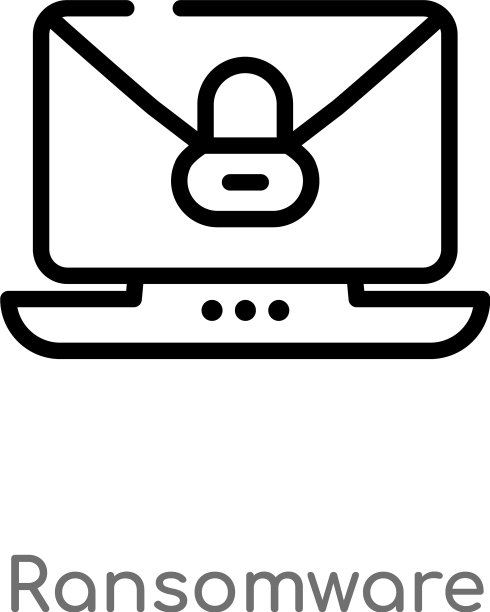 勒索软件图标黑色简约线条图片下载