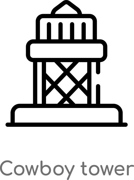 黑色简约牛仔塔轮廓图标图片下载