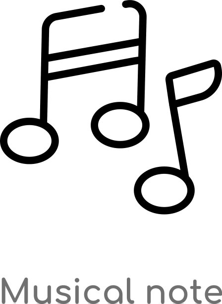 黑色简约音符轮廓图标图片下载