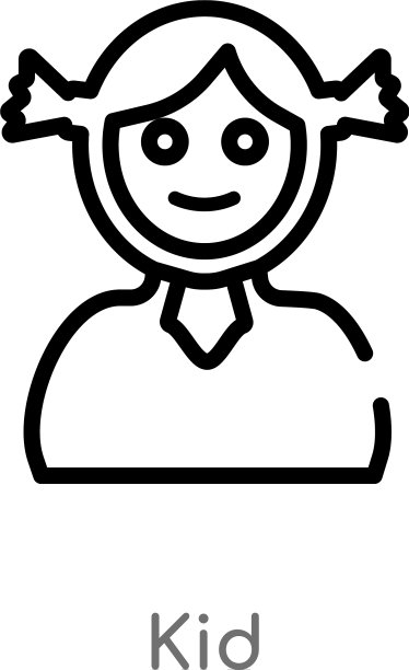 轮廓孩子图标孤立黑色简单线图片下载