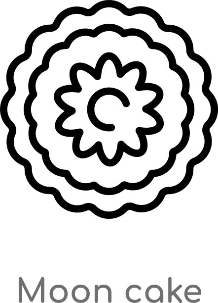 轮廓月饼图标孤立黑色简单线条图片下载