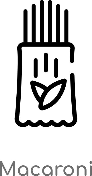 轮廓通心粉图标孤立黑色简单线图片下载