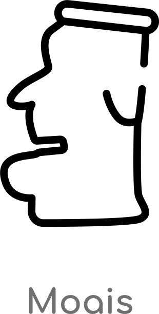 轮廓摩埃图标孤立黑色简单线图片下载