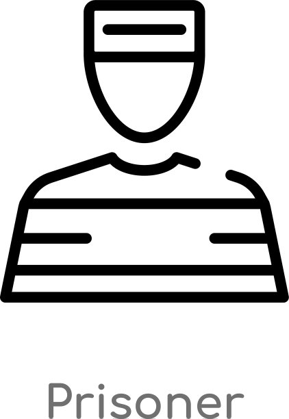 黑色简约线条囚犯轮廓图标图片下载
