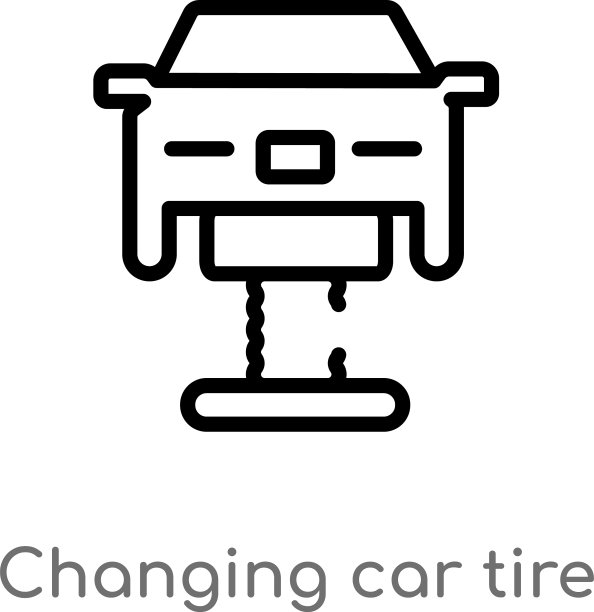 轮廓变化的汽车轮胎图标孤立黑色图片下载