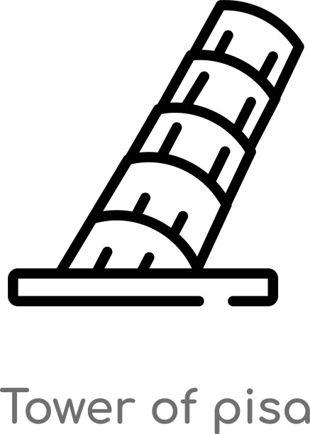 比萨斜塔黑色线条图标图片下载