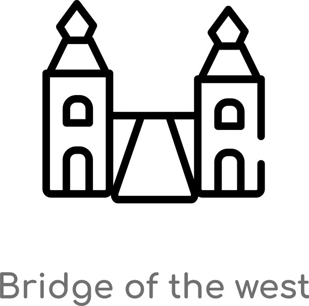 轮廓桥西图标孤立黑色图片下载