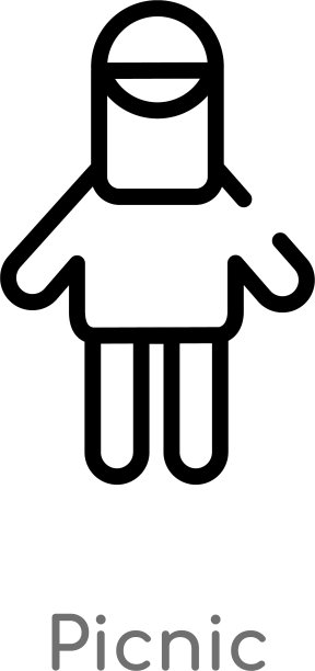 轮廓野餐图标孤立黑色简单线条图片下载
