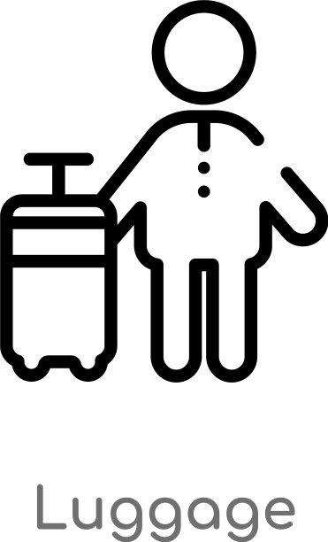 行李箱轮廓图标，黑色简约线条图片下载