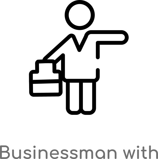 轮廓商人与手提箱图标孤立图片下载