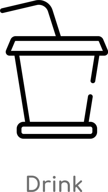 黑色简约线条饮品轮廓图标图片下载