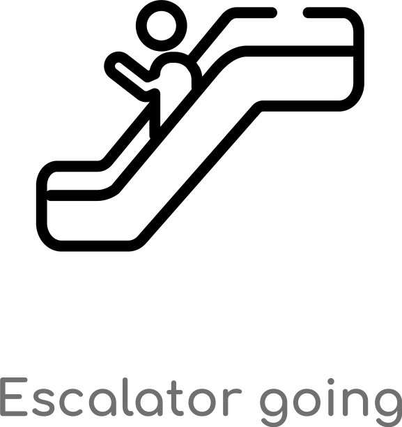 轮廓电梯下降图标孤立的黑色图片下载