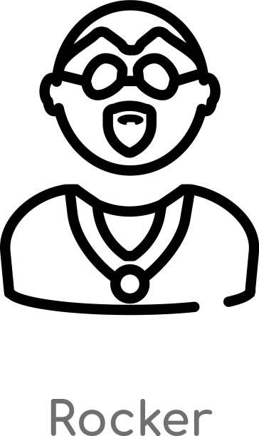 轮廓摇滚图标孤立黑色简单的线条图片下载