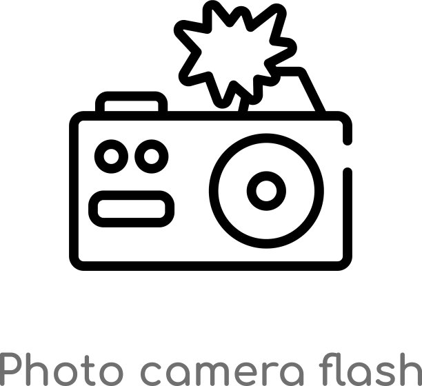 轮廓照片相机闪光灯图标孤立黑色图片下载