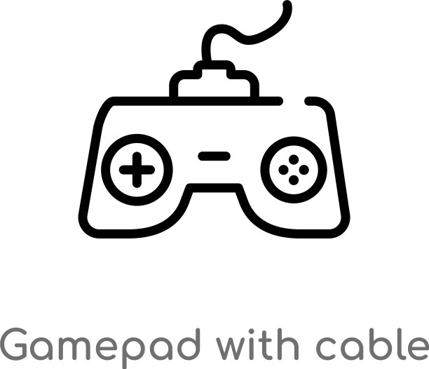 轮廓手柄与电缆图标隔离黑色图片下载