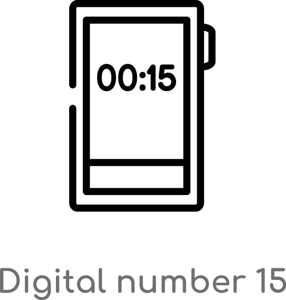 轮廓数字15图标孤立黑色图片下载