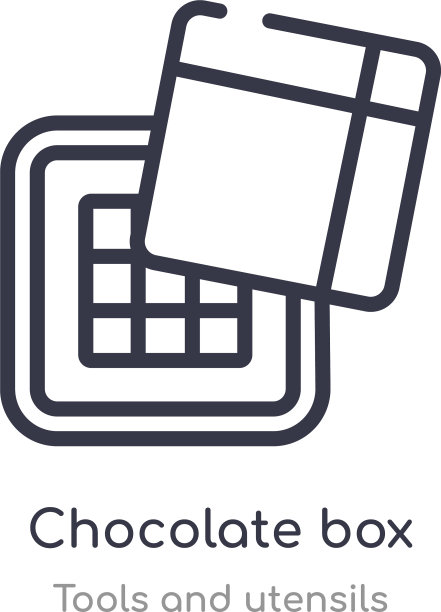 巧克力盒轮廓图标隔离线图片下载
