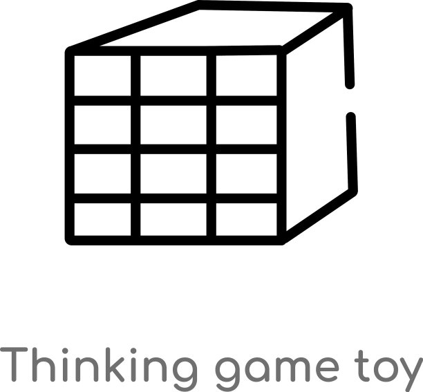 轮廓思考游戏玩具图标孤立黑色图片下载