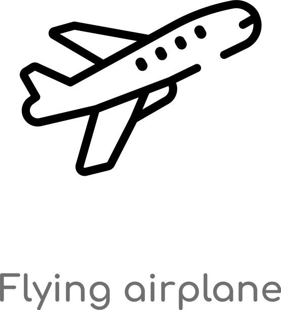 轮廓飞行飞机图标孤立黑色图片下载