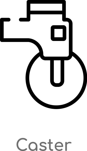 黑色简约线条的脚轮轮廓图标图片下载
