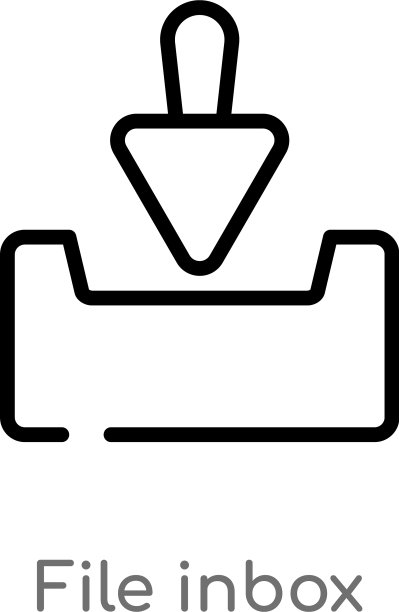 黑色背景上的文件收件箱轮廓图标图片下载