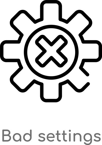 黑色简约线条勾勒的错误设置图标图片下载