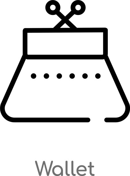 黑色简约线条钱包轮廓图标图片下载