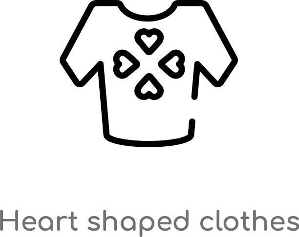 轮廓心型衣服图标孤立的黑色图片下载