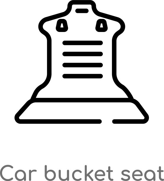 轮廓车斗座椅图标孤立黑色图片下载