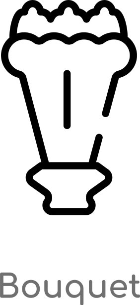 轮廓花束图标孤立黑色简单线条图片下载