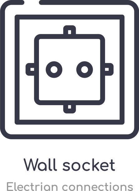 墙插座轮廓图标隔离线图片下载