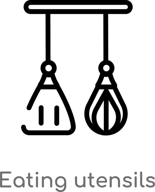 餐具图标黑色轮廓线稿图片下载