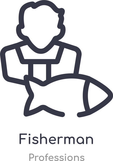 渔人轮廓图标孤立线图片下载