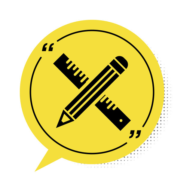 黑色划线尺和铅笔图标隔离图片下载