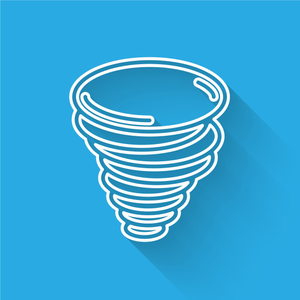 白色线龙卷风图标孤立与长阴影图片下载