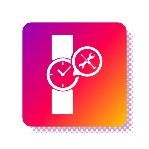 带有螺丝刀和扳手图标的白色腕表图片下载