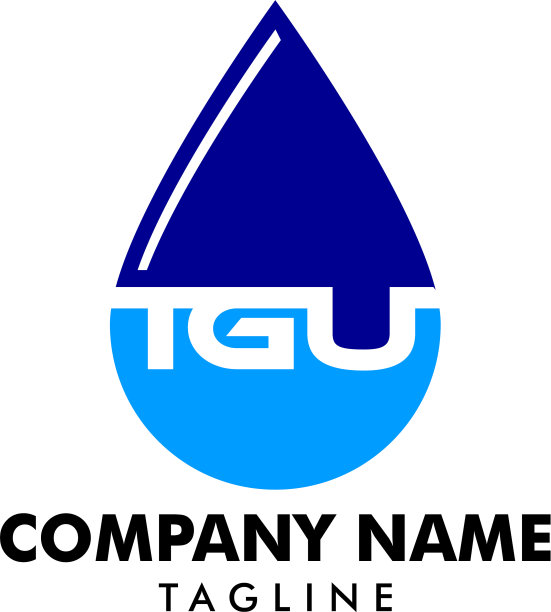 徽标首字母为tgu，带有水滴图案图片下载