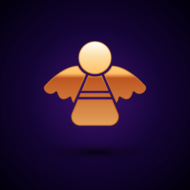 金色的圣诞天使图标孤立在深蓝色图片下载