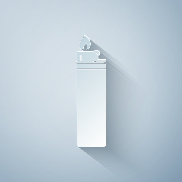 剪纸打火机图标孤立在灰色背景图片下载