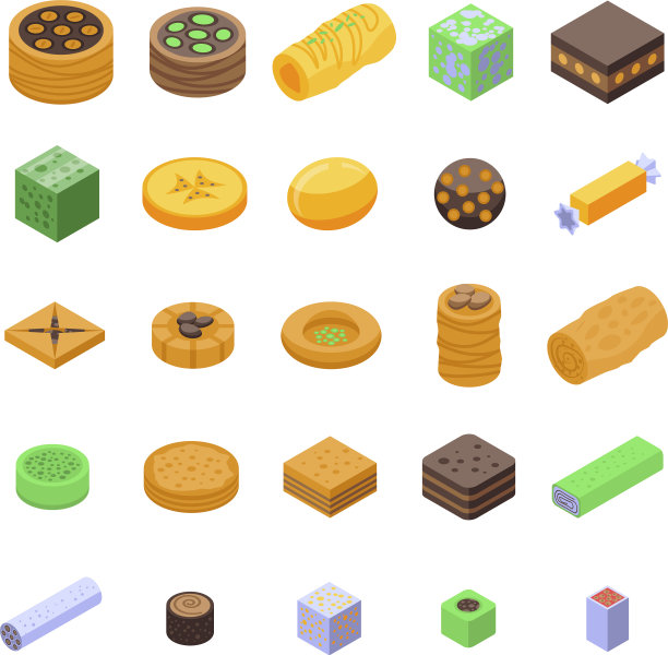 土耳其糖果图标设置等距风格图片下载